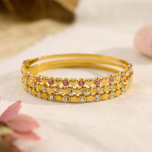 Pretty Zirconia 18K Gold Plated 304 Stainless Steel Gem Bracelet