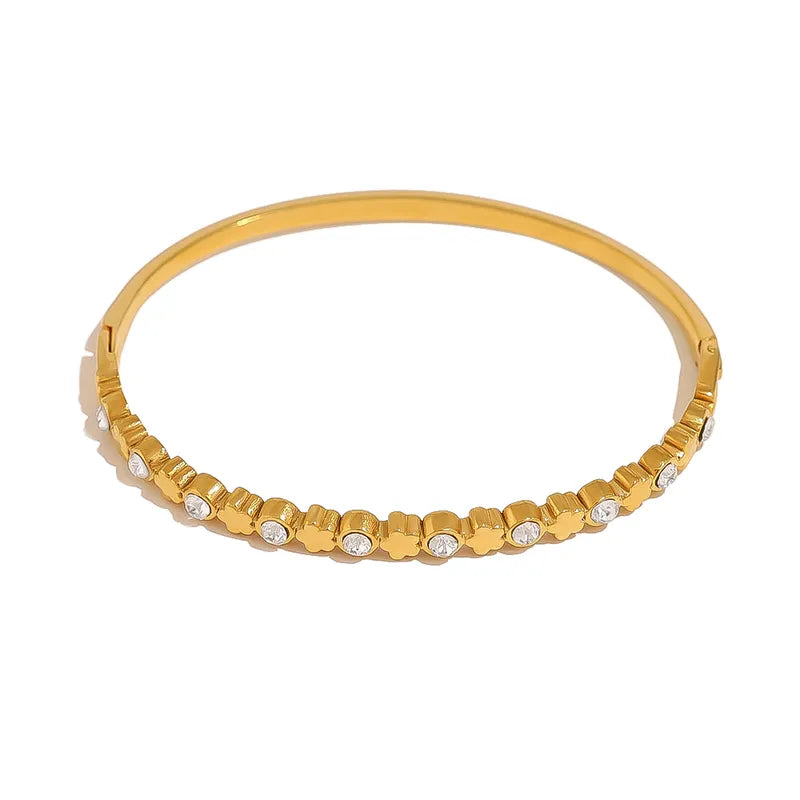 Pretty Zirconia 18K Gold Plated 304 Stainless Steel Gem Bracelet