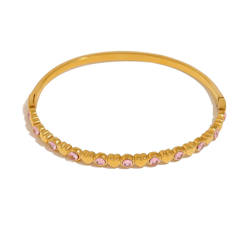 Pretty Zirconia 18K Gold Plated 304 Stainless Steel Gem Bracelet