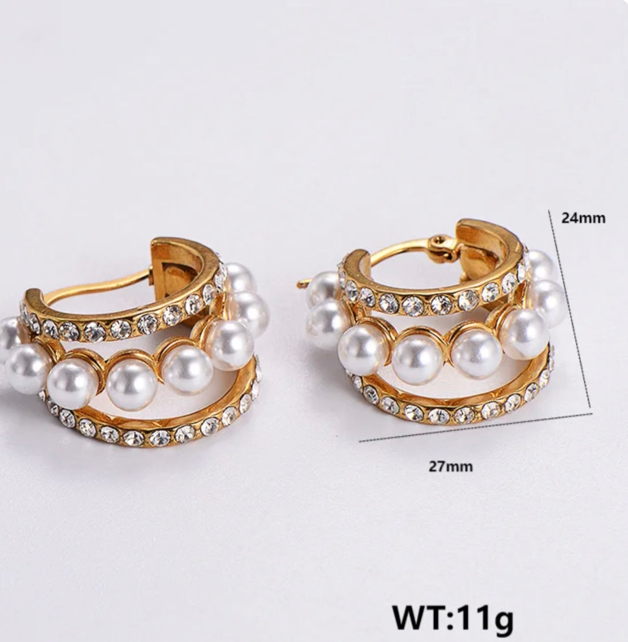 Mother of Pearls C Shape Solid Color Plating Stainless Steel 24K Gold Plated Ear Studs