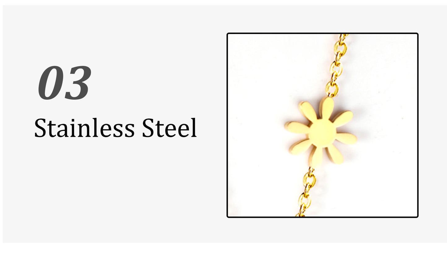 Sunflower Flower Stainless Steel Inlay Zircon Earrings Necklace