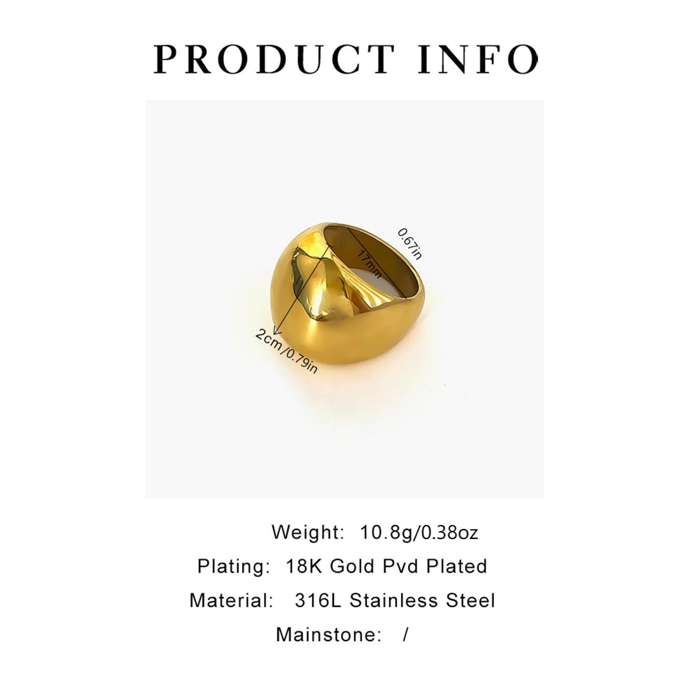 Simple Style Streetwear Geometric 316L Stainless Steel 18K Gold Plated Ring