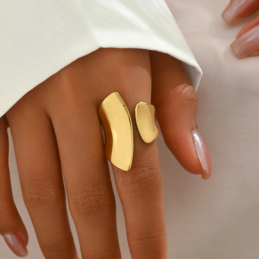 IG Style Simple Style Commute Geometric 304 Stainless Steel 14K Gold Plated Polishing Open Ring