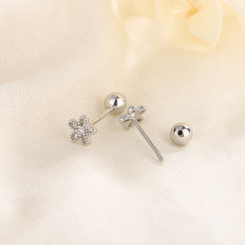 Elegant Flower Plating Inlay Copper Zircon Ear Studs