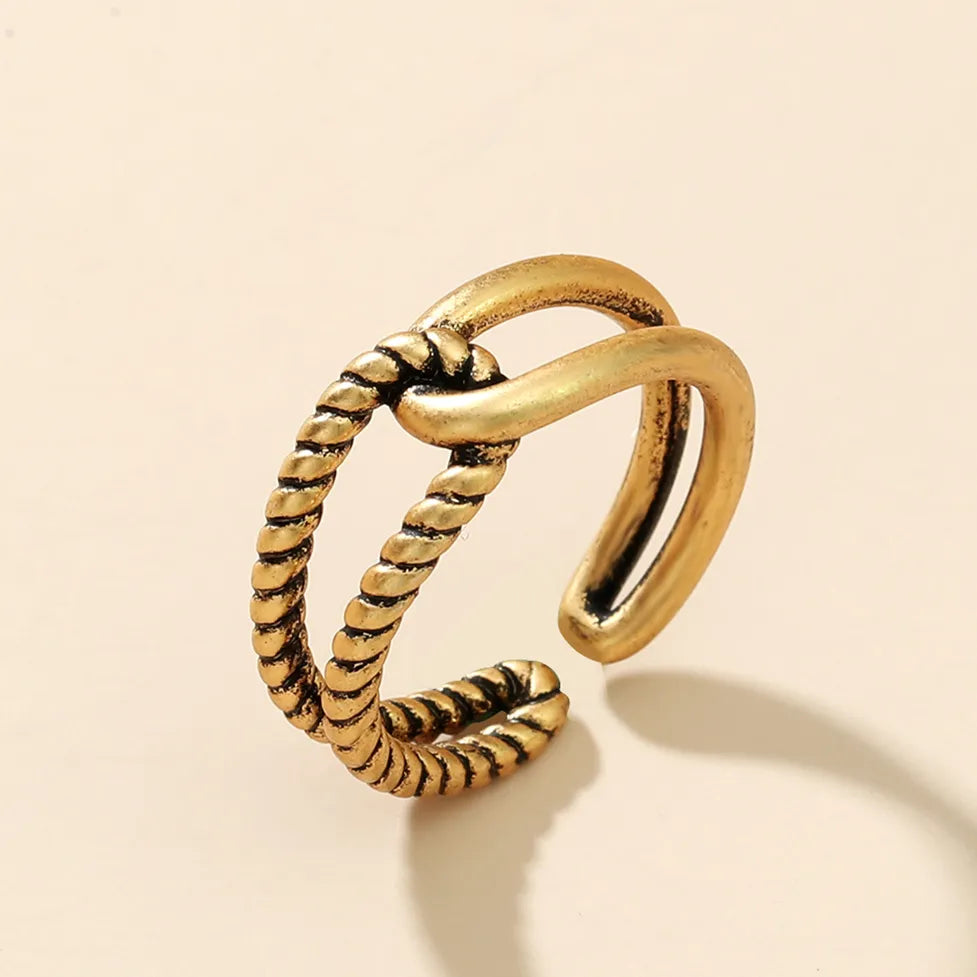 Style Geometric Titanium Steel Plating Open Ring