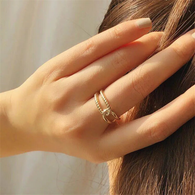 Style Geometric Titanium Steel Plating Open Ring