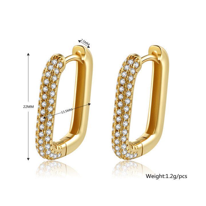 Lady Geometric Brass Zircon Earring