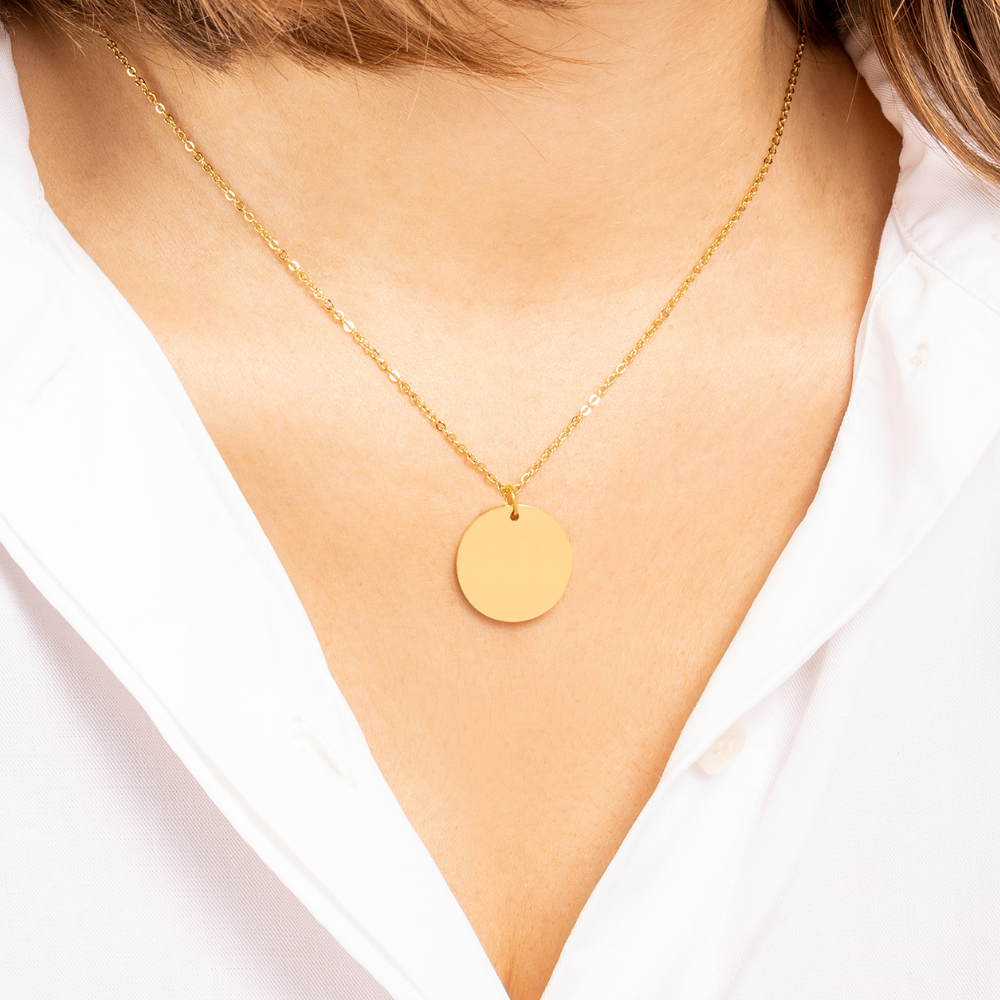 304 Stainless Steel 14K Gold Plated Casual Simple Style Round Pendant Necklace