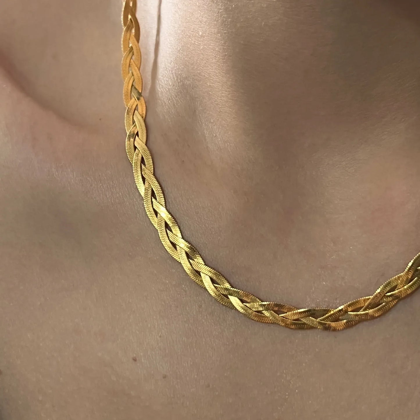 Pleated Stainless Steel Plating 18K Gold Plated Necklace