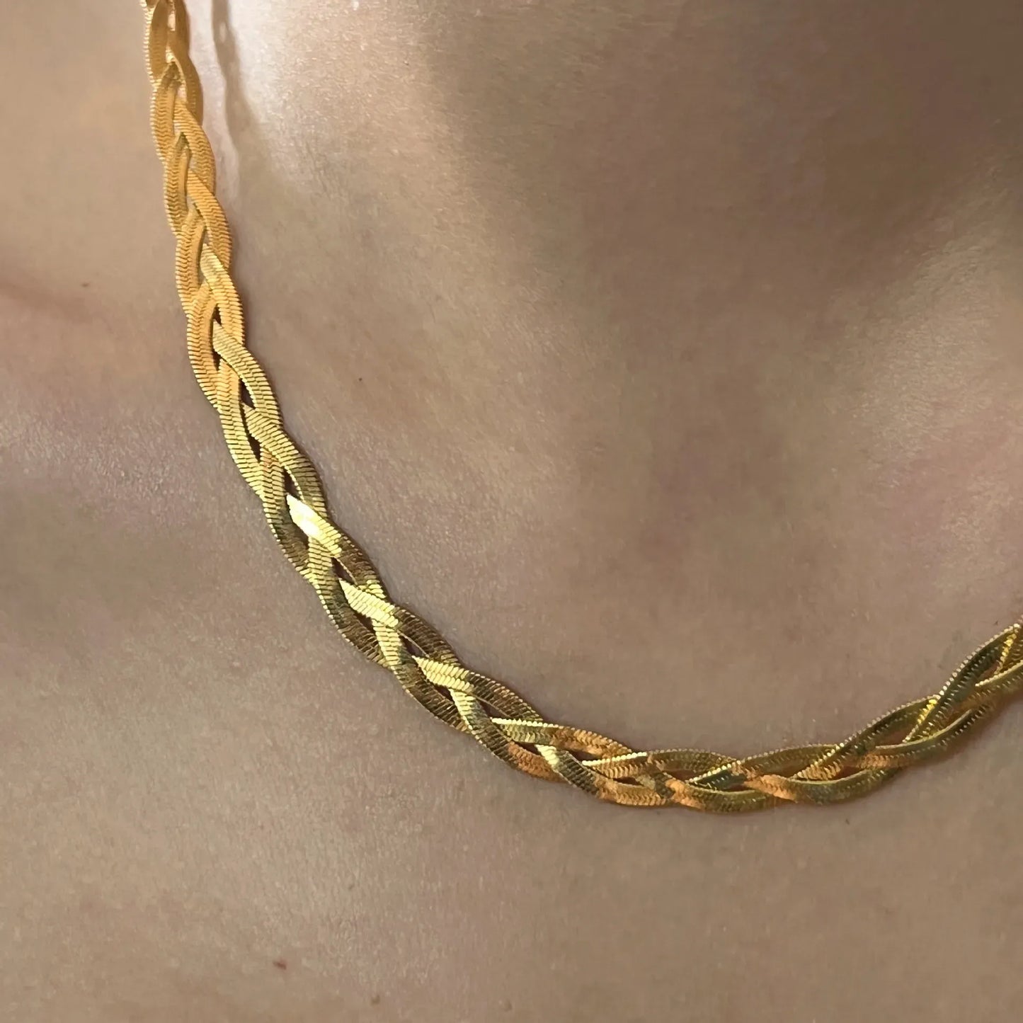 Pleated Stainless Steel Plating 18K Gold Plated Necklace