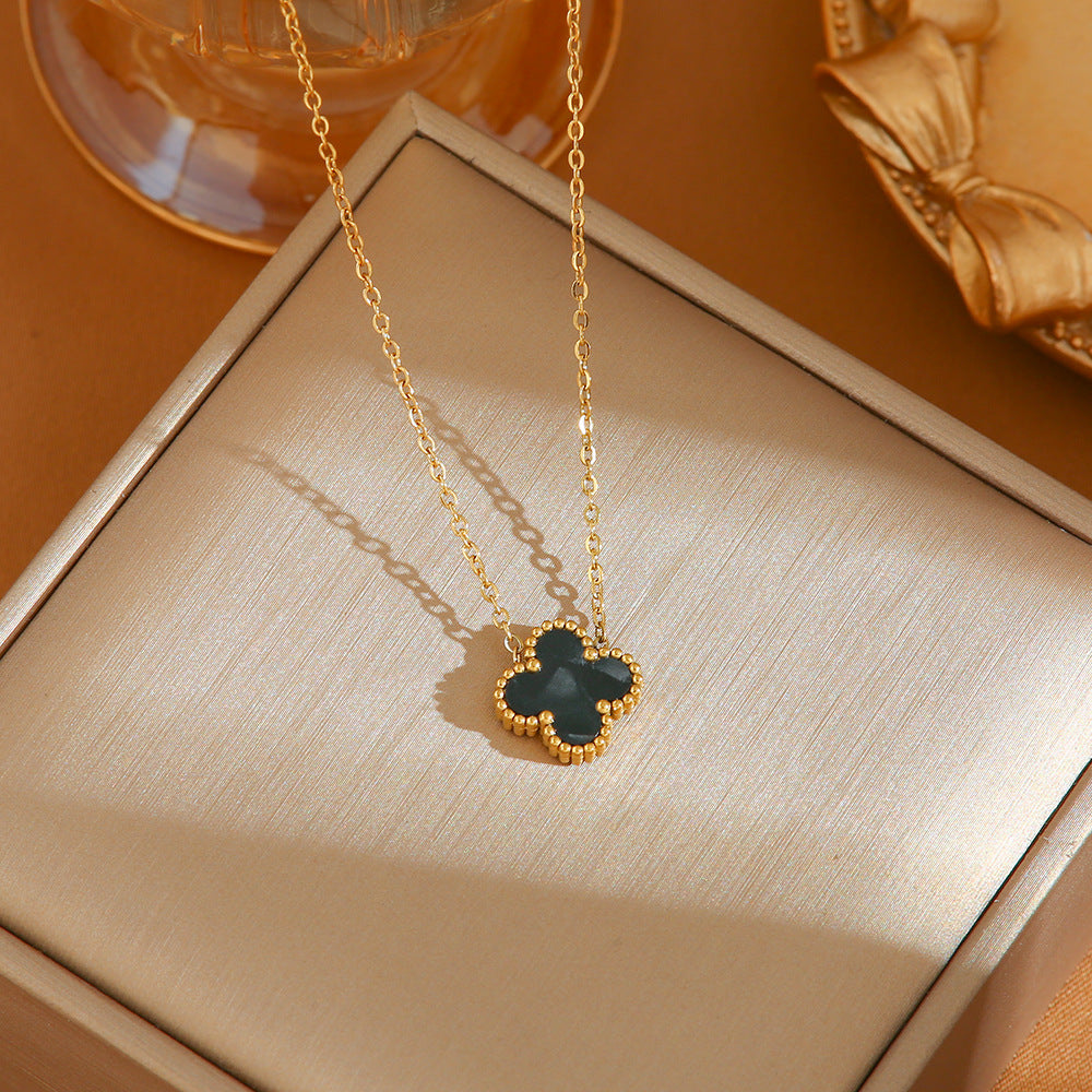 Four Leaf Clover Titanium Steel Plating Pendant Necklace