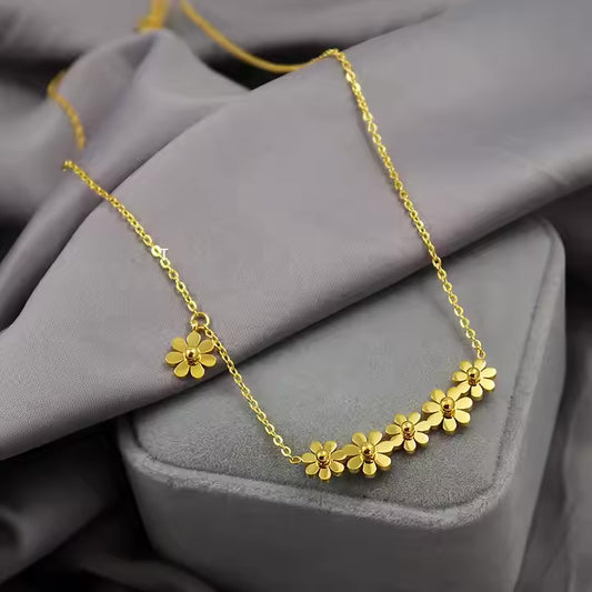 Sunflower Length 18K Gold Plated and Titanium Steel Necklace