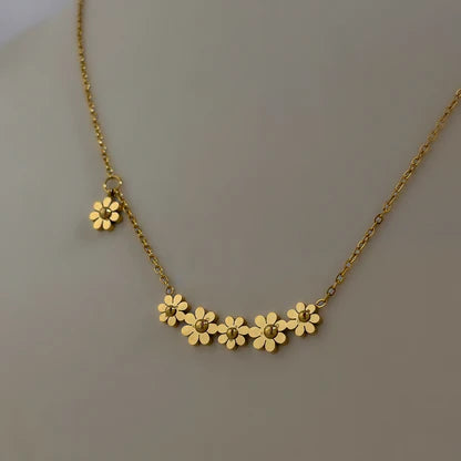 Sunflower Length 18K Gold Plated and Titanium Steel Necklace