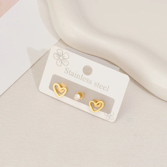 Heart Shape Polishing Plating 304 Stainless Steel 18K Gold Plated Ear Stud