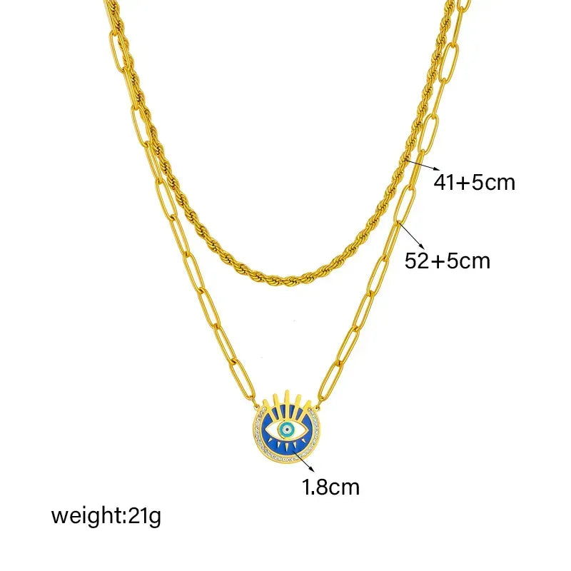 Eye Titanium Steel Plating 18k Gold Plated Necklace