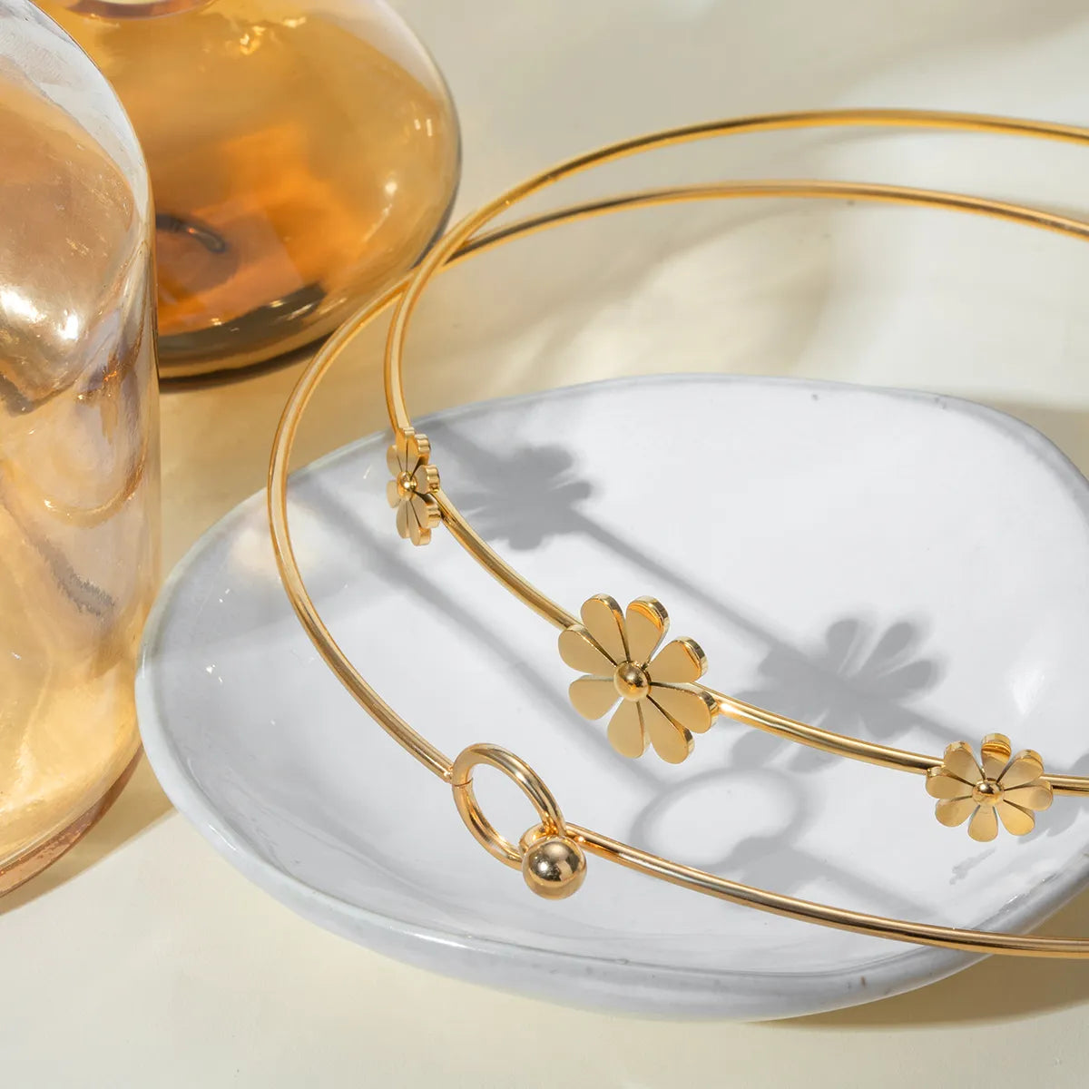 Sweet Daisy 304 Stainless Steel 18K Gold Plated Enamel Choker