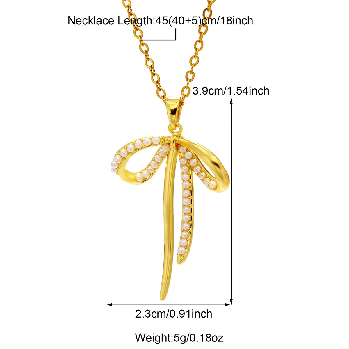 Bow Knot 304 Stainless Steel 18K Gold Plated Necklace