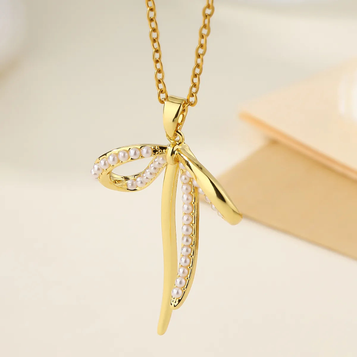 Bow Knot 304 Stainless Steel 18K Gold Plated Necklace