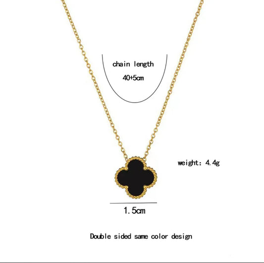 304 Stainless Steel 18K Gold Plated Cute Lady Sweet Inlay Four Leaf Clover Acrylic Necklace