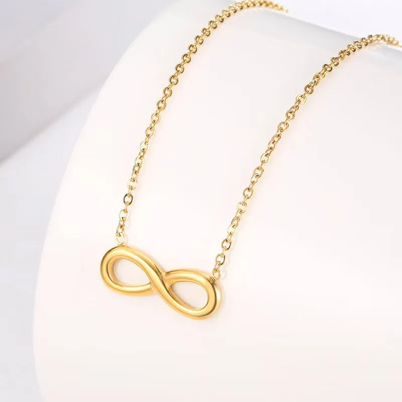 Infinity 304 Stainless Steel 18K Gold Plated Bracelets Necklace Jewelry Set