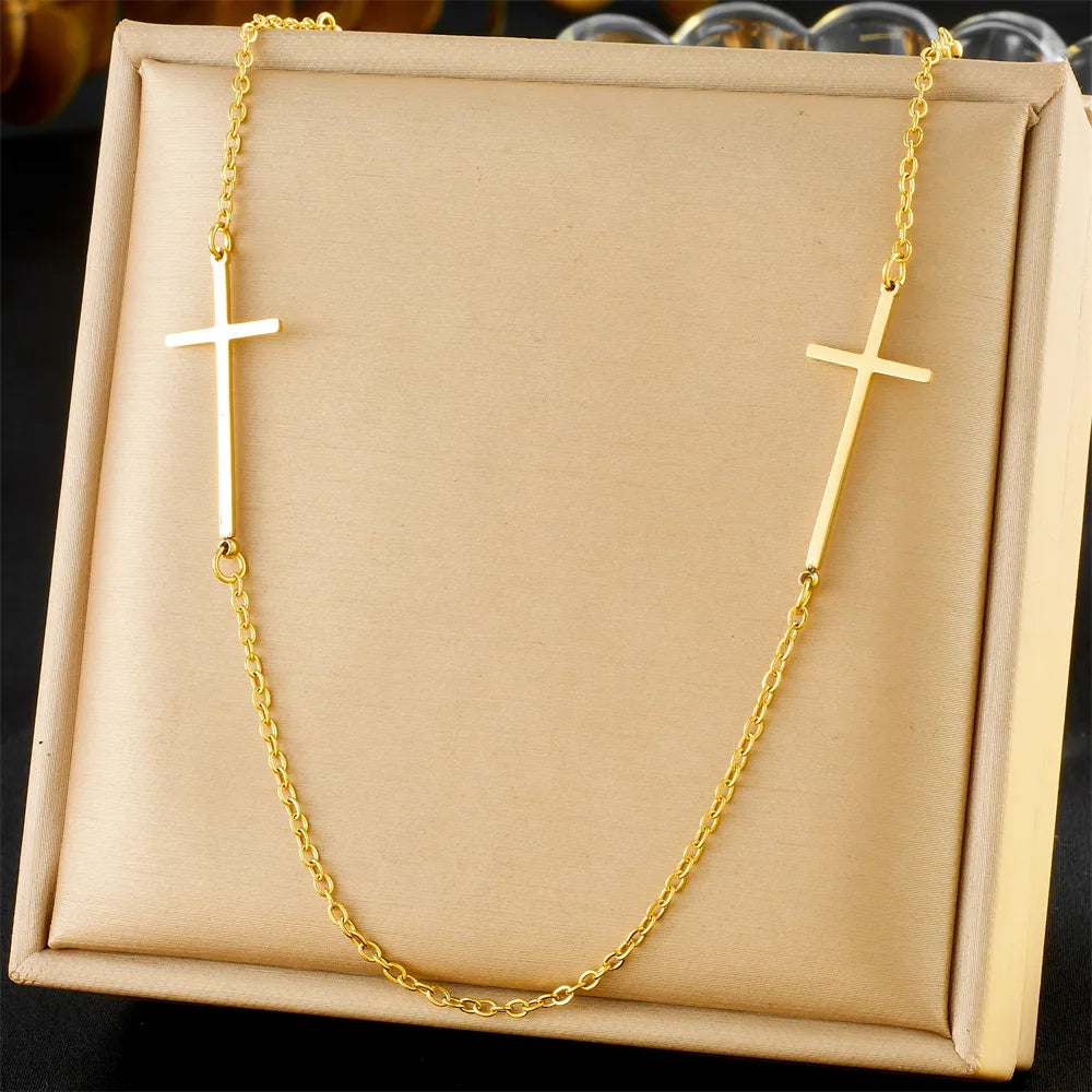 Cross 304 Stainless Steel 18K Gold Plated Necklace