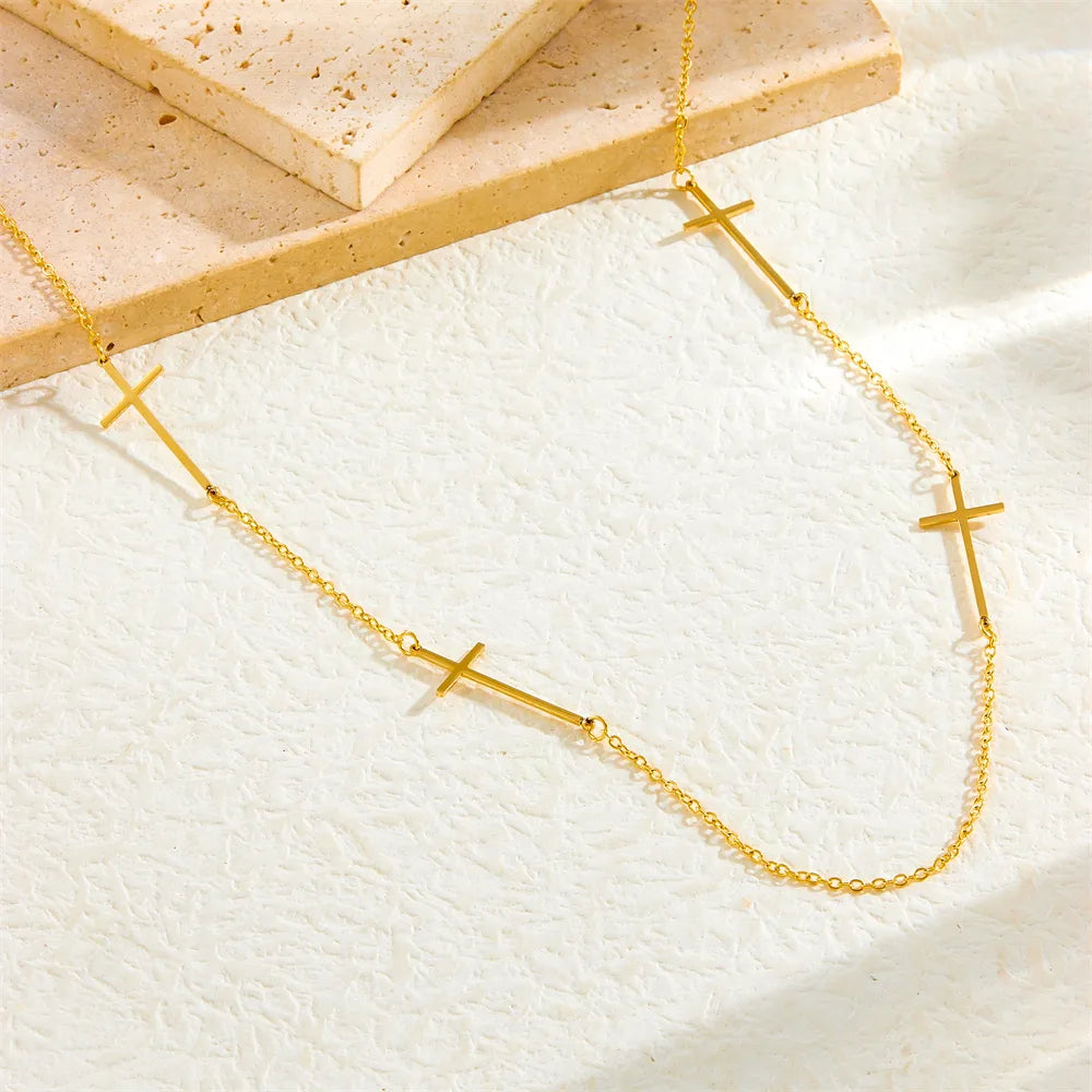 Cross 304 Stainless Steel 18K Gold Plated Necklace