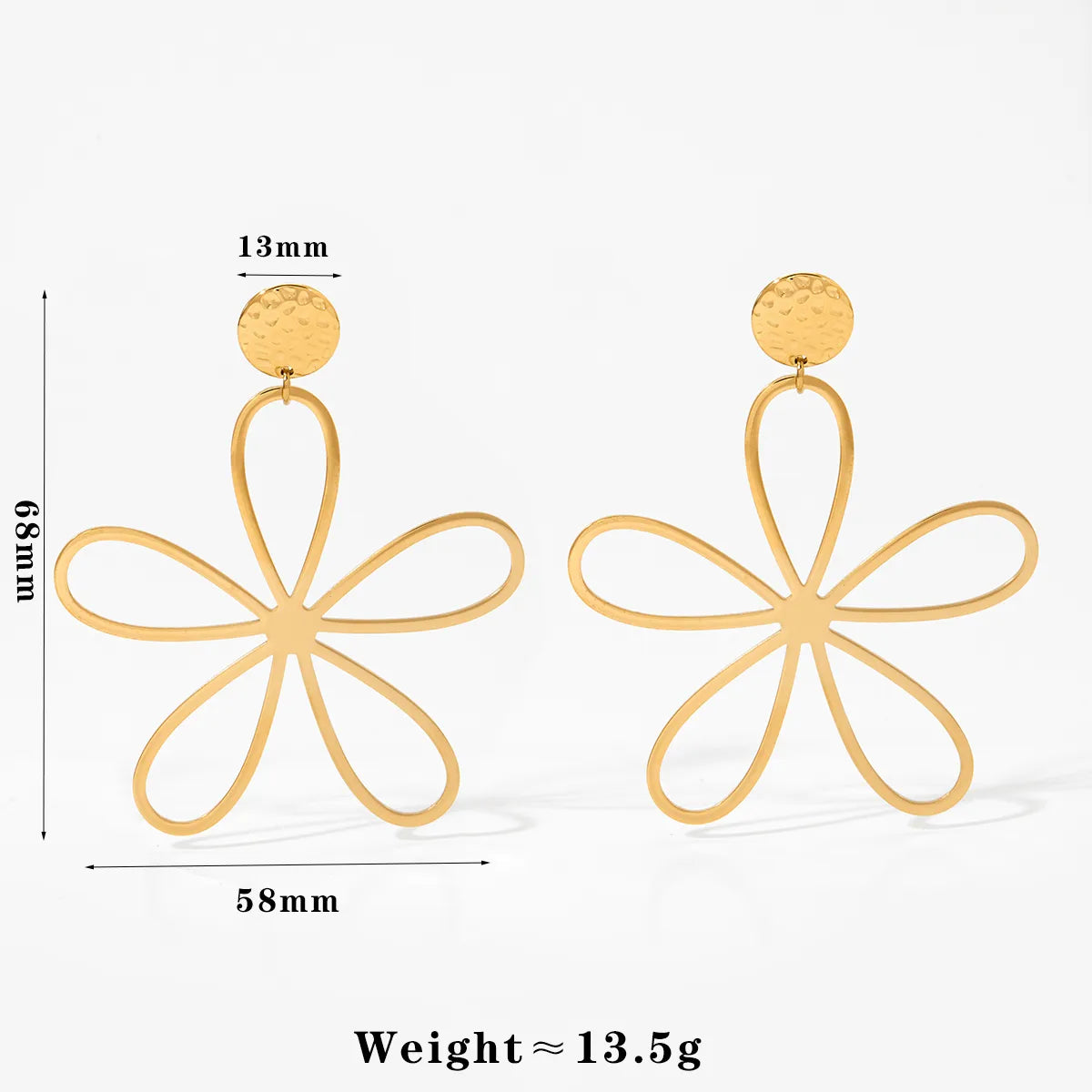 Leaves Flower Plating 304 Stainless Steel 316 Stainless Steel 16K Gold Plated White Gold Plated Drop Earring