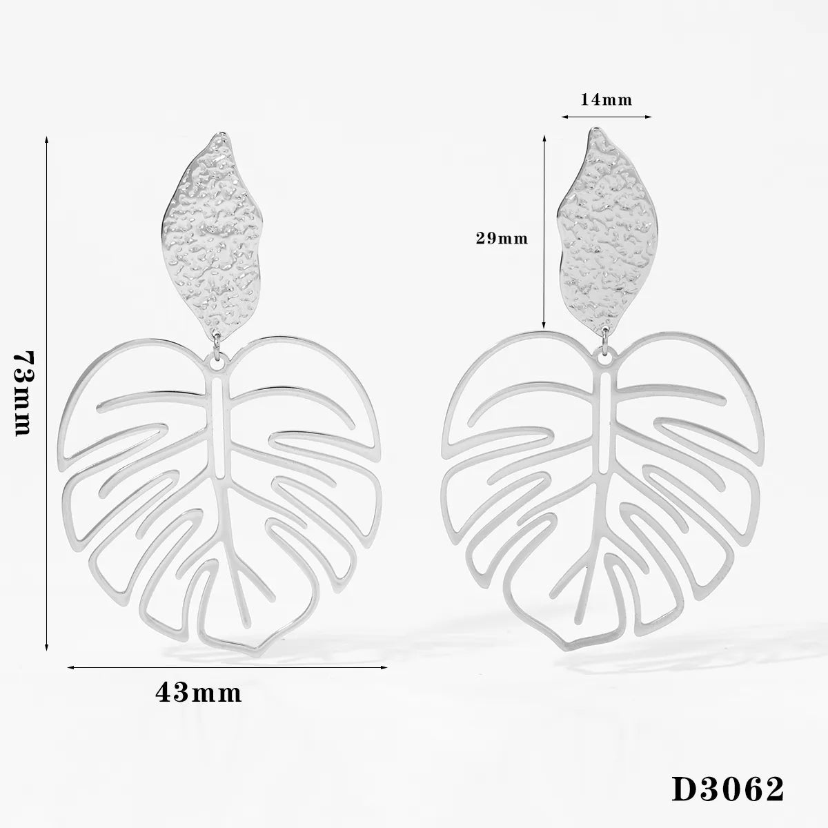 Leaves Flower Plating 304 Stainless Steel 316 Stainless Steel 16K Gold Plated White Gold Plated Drop Earring