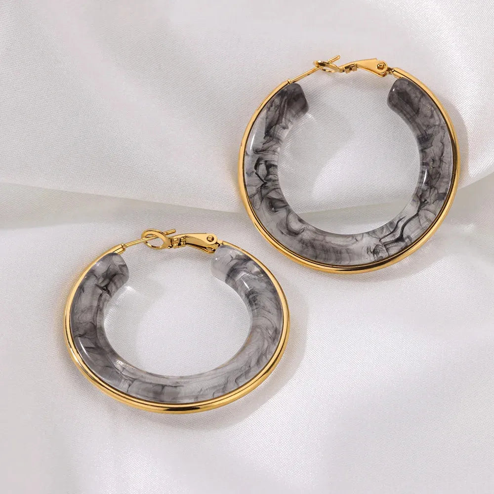 Acrylic Colors 304 Stainless Steel Acrylic 18K Gold Plated Earring