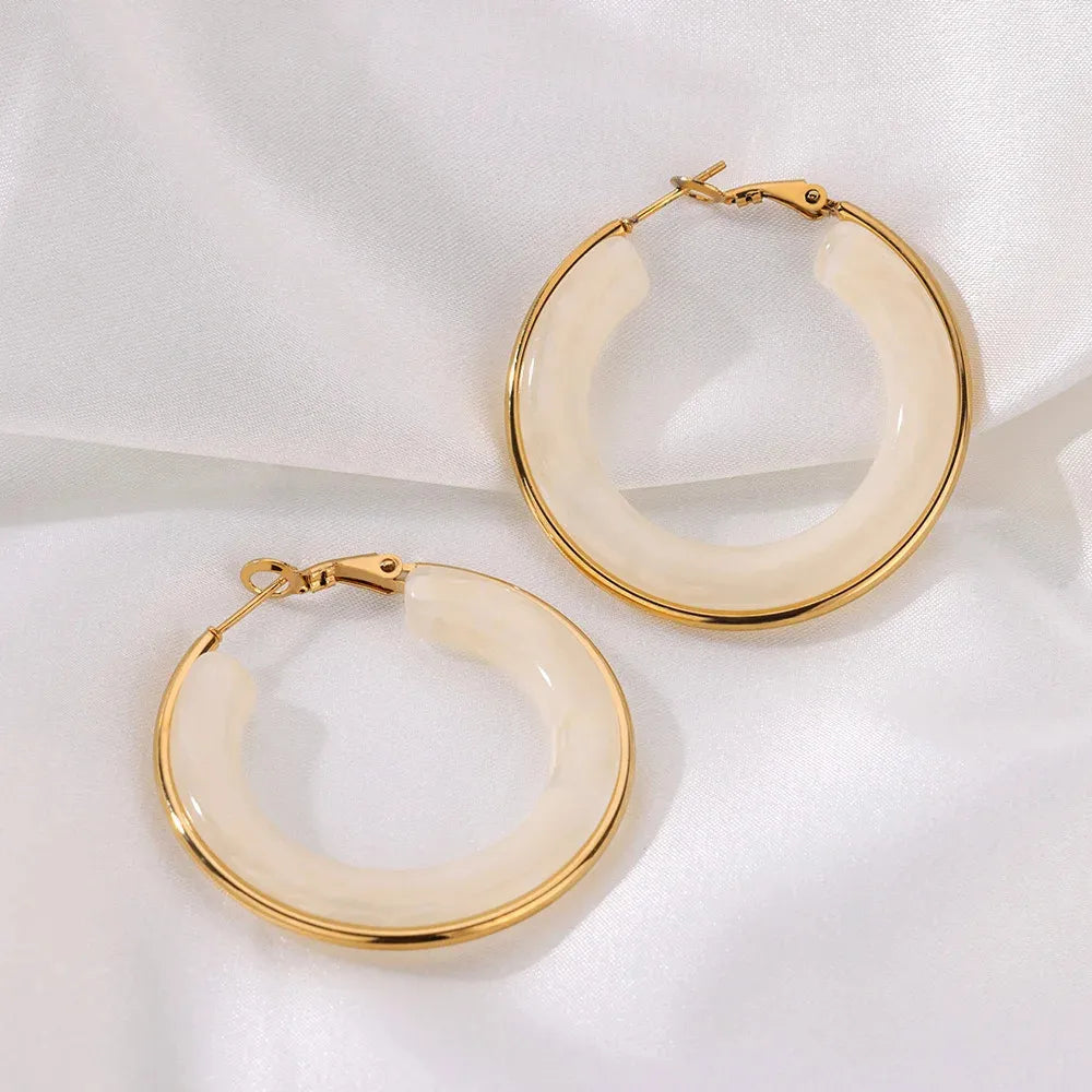 Acrylic Colors 304 Stainless Steel Acrylic 18K Gold Plated Earring