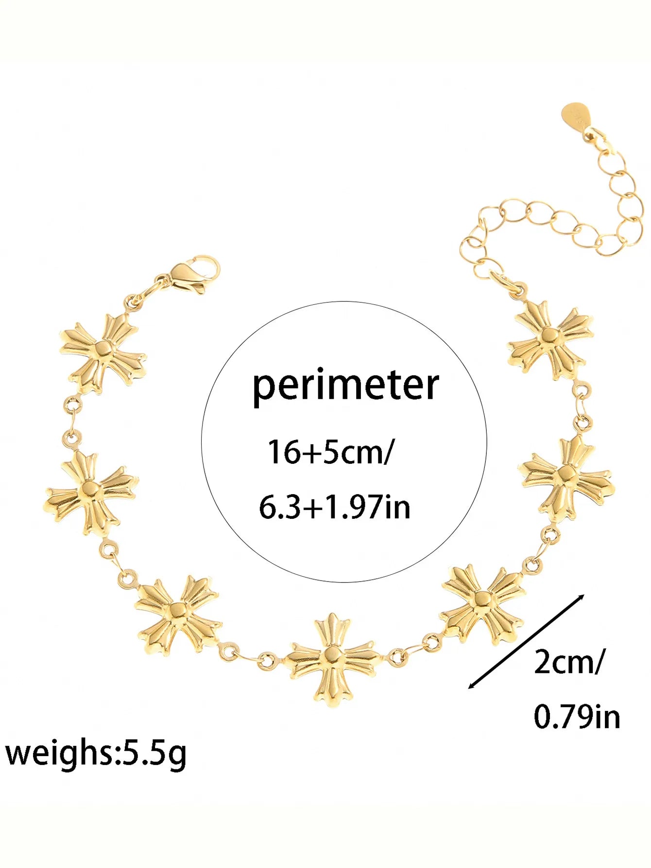 Cross 304 Stainless Steel 18K Gold Plated Multi Charms Necklace Bracelet