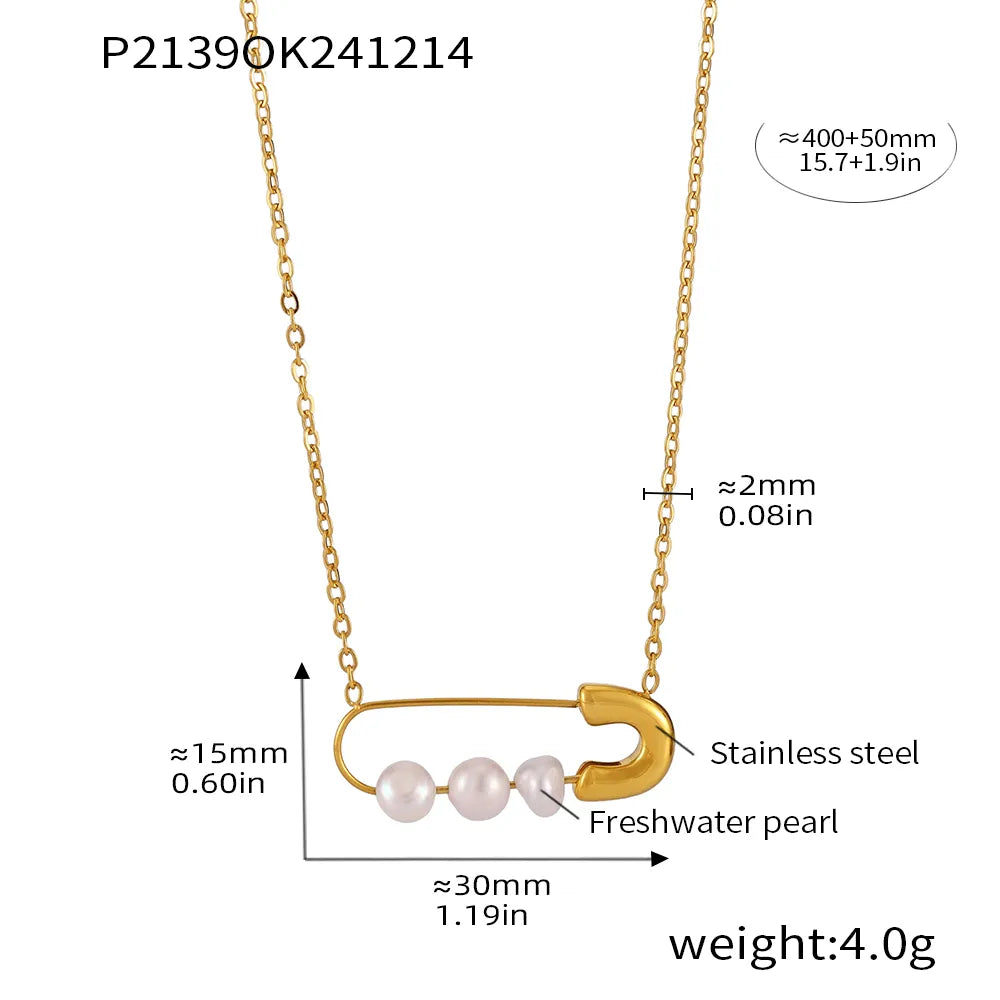 Infinity Pin 304 Stainless Steel Natural Stone 18K Gold Plated Plating Pendant Necklace