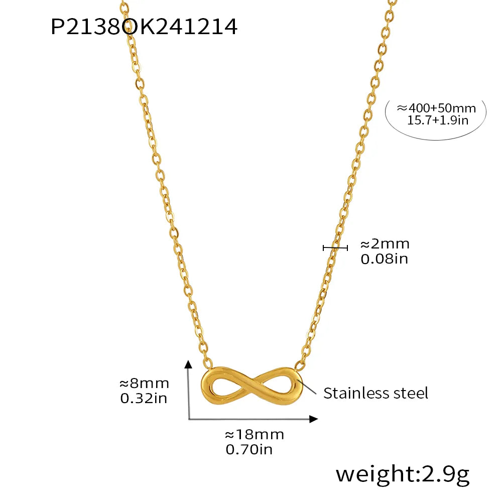 Infinity Pin 304 Stainless Steel Natural Stone 18K Gold Plated Plating Pendant Necklace