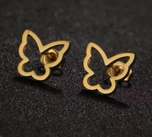 Butterfly Design 18K Gold Plated and Stainless Steel Stud