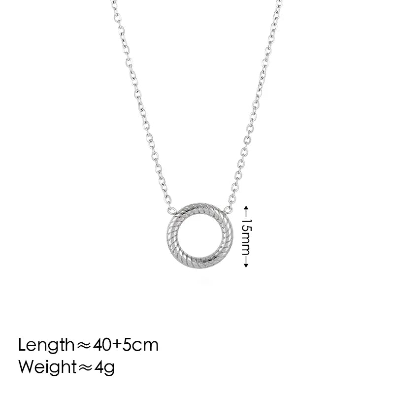 Silver Circle 304 Stainless Steel 18K Gold Plated Necklace