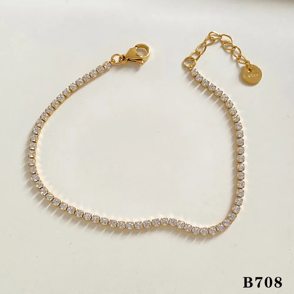 Heart Shape 304 Stainless Steel Zircon 16K Gold Plated White Gold Plated Gold Plated Plating Bracelet