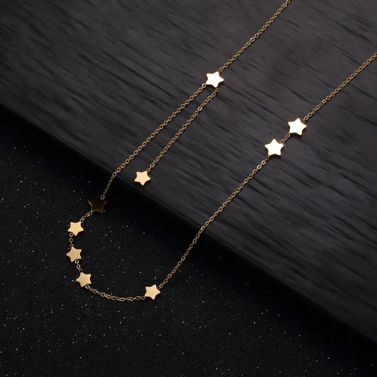 Star Stainless Steel Gold Plated Polishing Plating Necklace