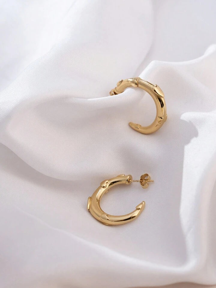 Carved Turns 18K Gold Plated and Stainless Steel Earrings