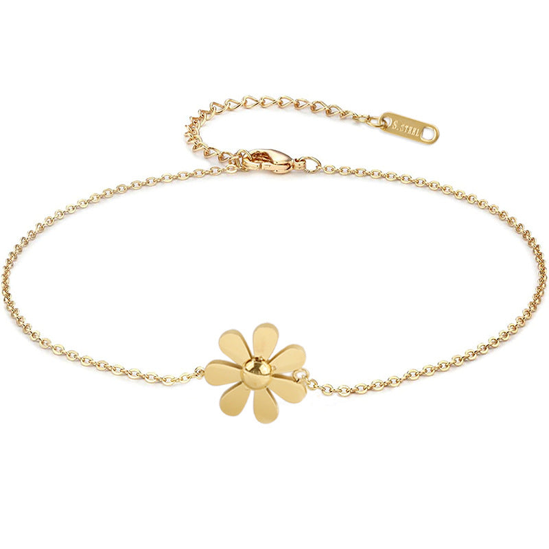 Simple Style Flower Stainless Steel Women's Anklet