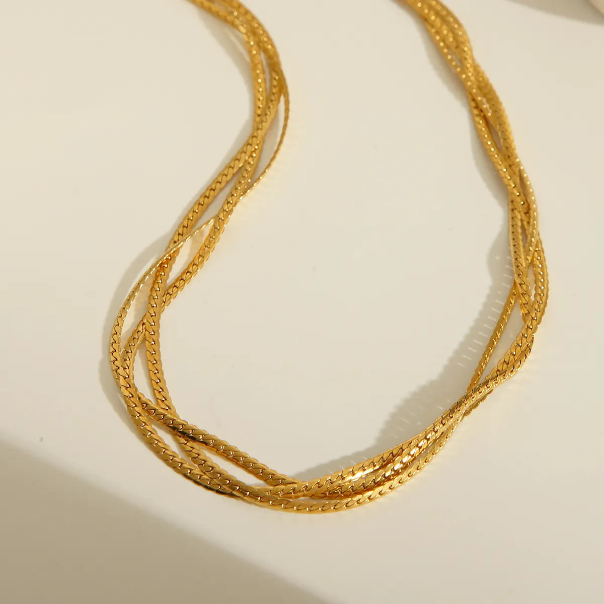 String Me Along Solid Color 304 Stainless Steel 18K Gold Plated Necklace