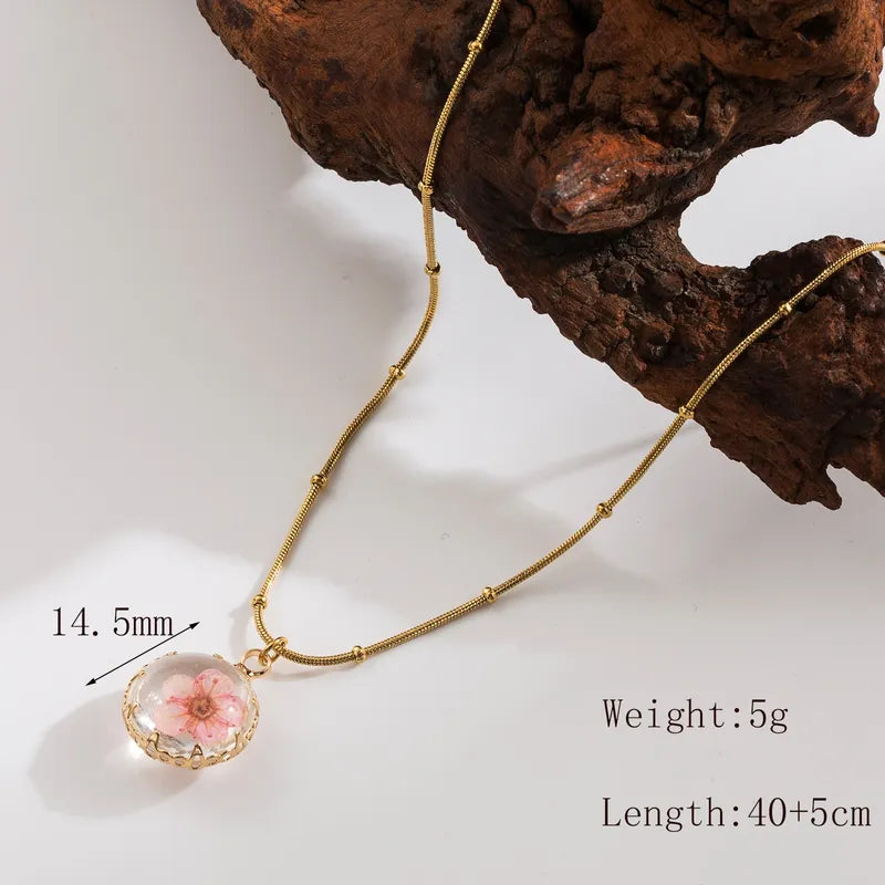 Sweet Commute Flower 304 Stainless Steel Copper 18K Gold Plated Pendant Necklace