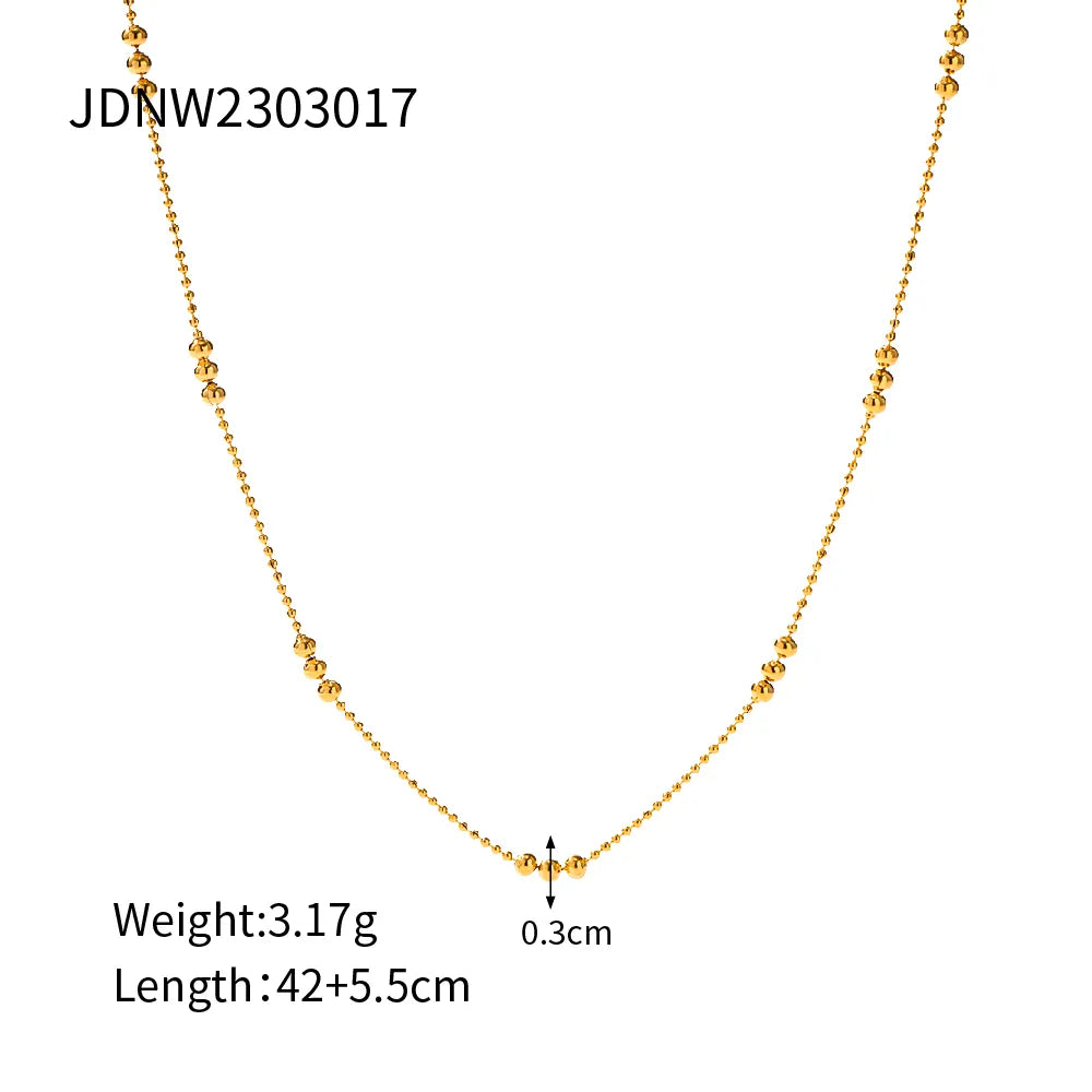 Beaded 304 Stainless Steel 18K Gold Plated IG Style Simple Style Plating Solid Color Necklace