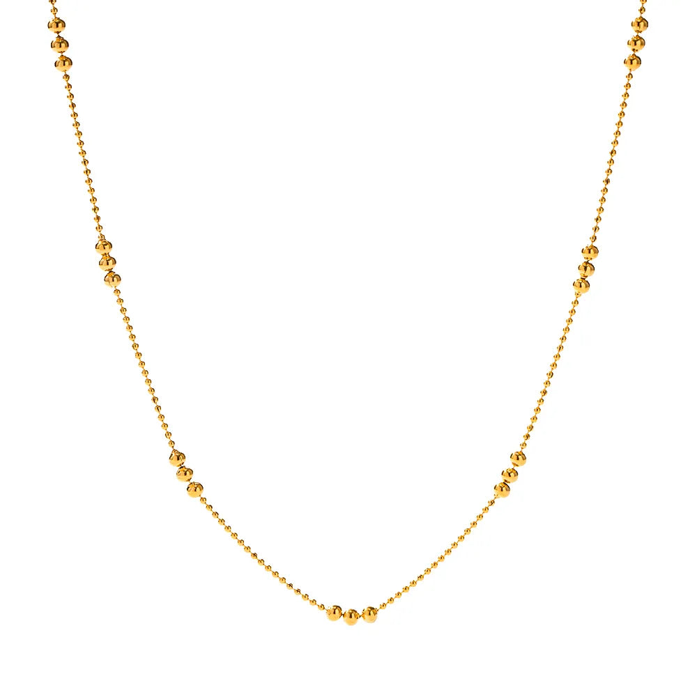 Beaded 304 Stainless Steel 18K Gold Plated IG Style Simple Style Plating Solid Color Necklace