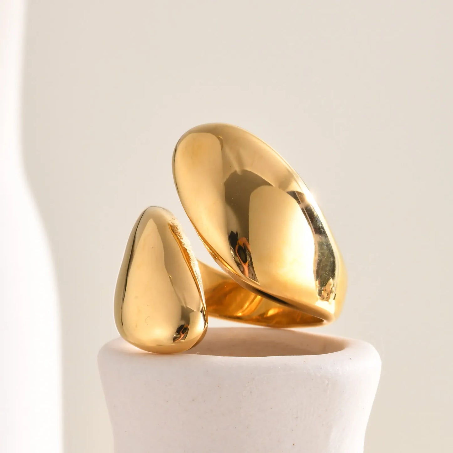 Water Droplets 304 Stainless Steel 18K Gold Plated Plating Rings