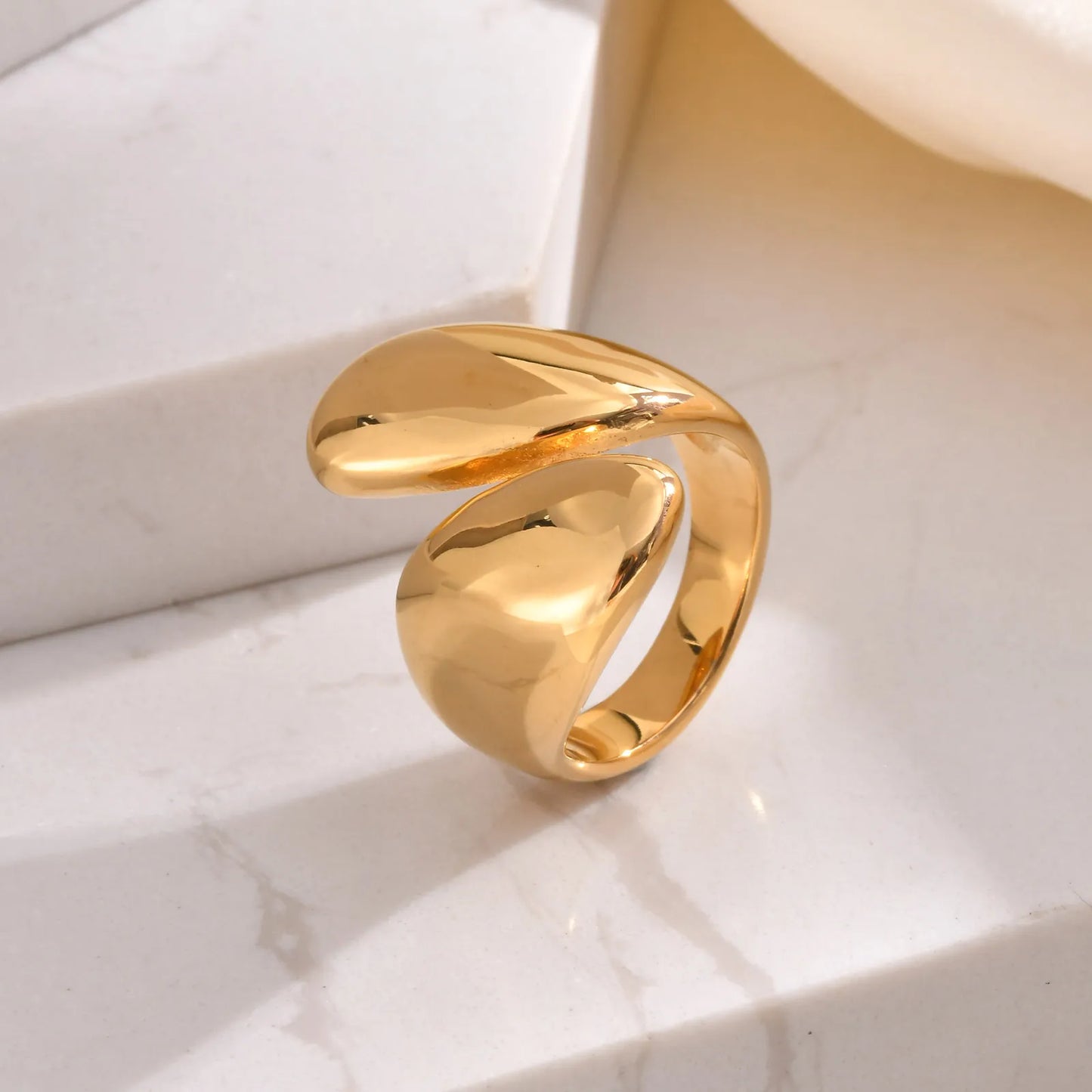 Water Droplets 304 Stainless Steel 18K Gold Plated Plating Rings