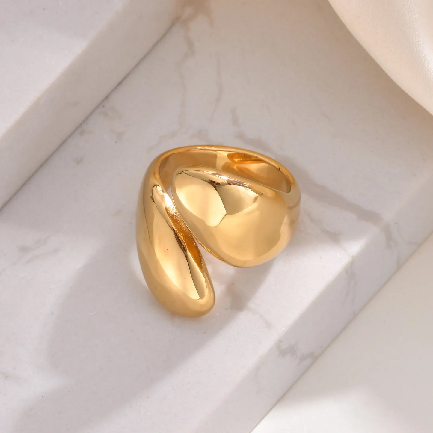 Water Droplets 304 Stainless Steel 18K Gold Plated Plating Rings