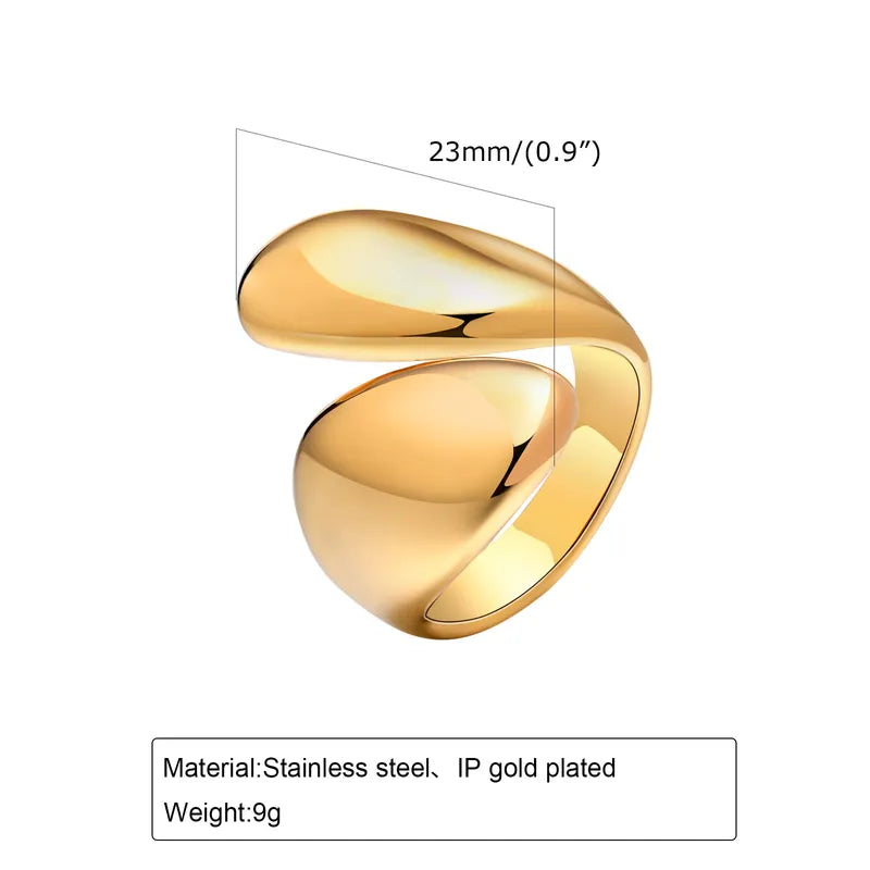 Water Droplets 304 Stainless Steel 18K Gold Plated Plating Rings