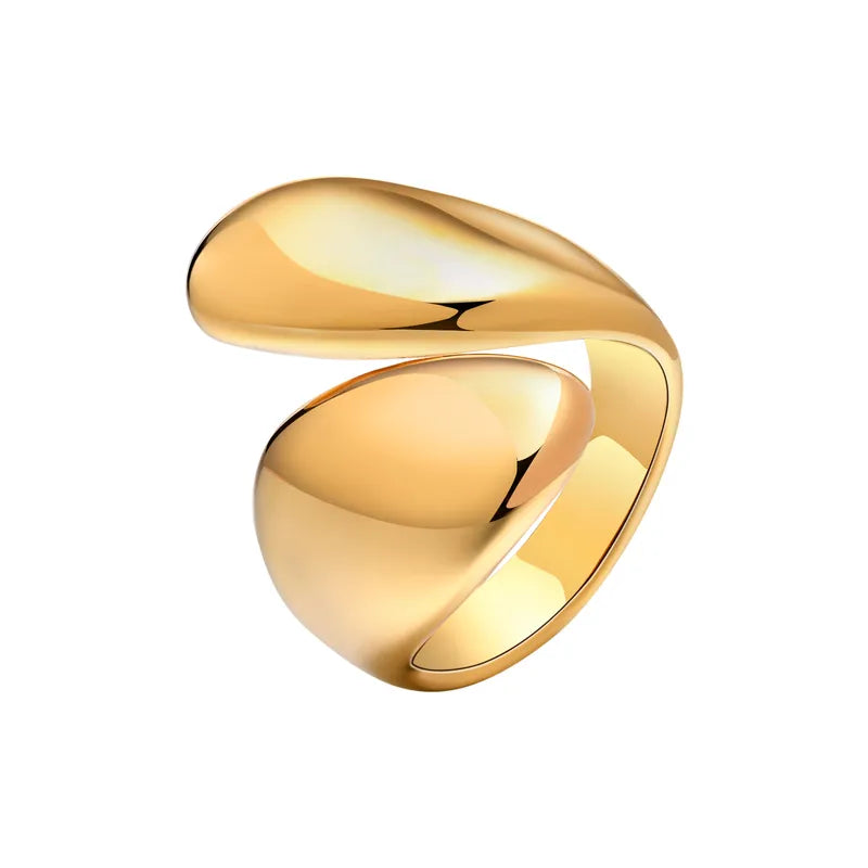 Water Droplets 304 Stainless Steel 18K Gold Plated Plating Rings