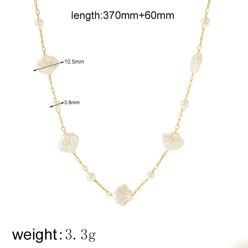 Classic Style Flower Shell 304 Stainless Steel 18K Gold Plated Plating Necklace