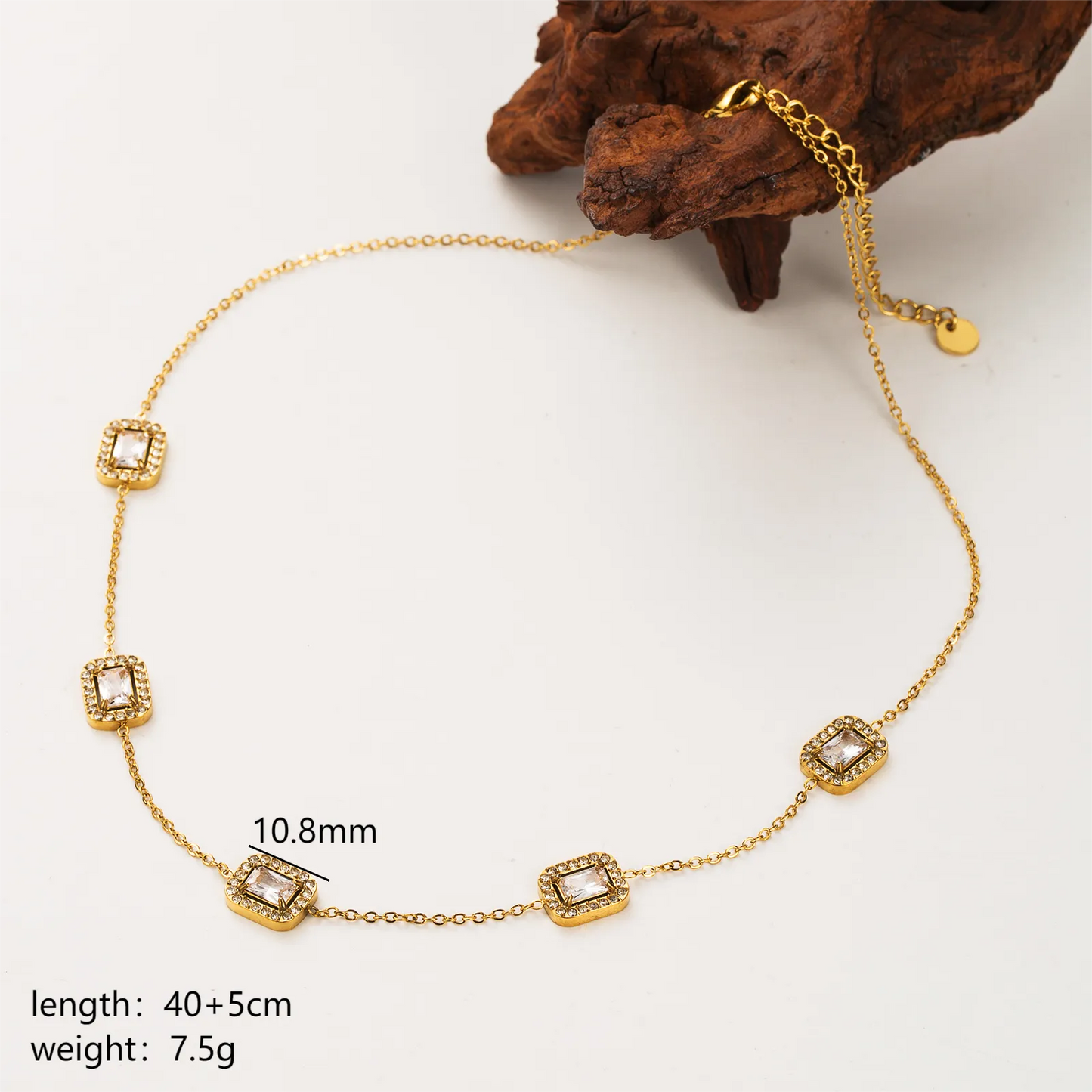 Simple Style Square Oval Heart Shape Stainless Steel Plating Inlay Zircon 18k Gold Plated Necklace